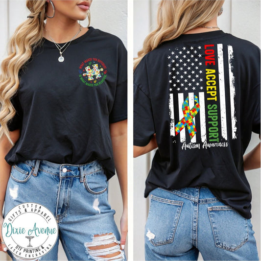 Autism Awareness and Acceptance Flag Shirt